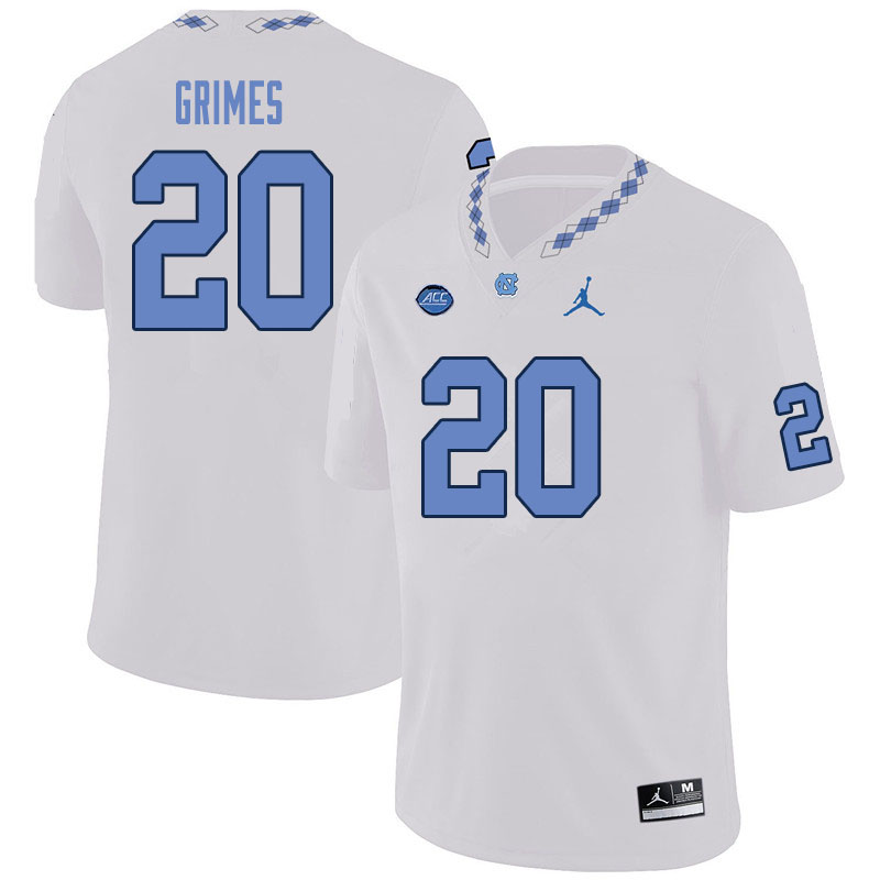 Men #20 Tony Grimes North Carolina Tar Heels College Football Jerseys Sale-White